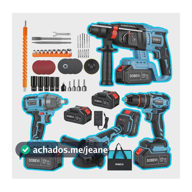 4 Em 1 Kit Ferramenta Elétrica Furadeira Impacto Brushless