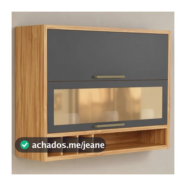 Armário Aéreo De Cozinha 2 Portas Vidro Reflecta Vicenza Amêndoa/chumbo