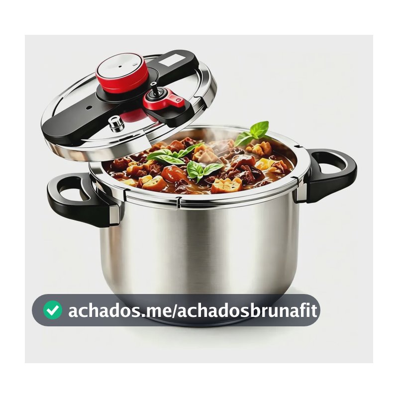 Panela De Pressão Inox Para Fogão A Gás E Indução 8 Litros Prateado
