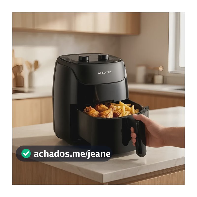 Fritadeira Sem Óleo Eletrica Air Fryer Agratto 4litros Preta Preto 127v