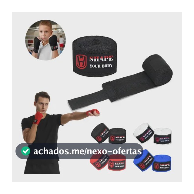 Kit 2 Bandagem Muay Thai E Boxe Bandagem Boxe Elastica 5m Preto
