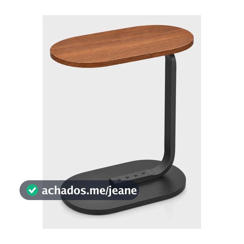Mesa Suporte Lateral Mdf E Metal Sofá Sala Quarto Decorativa Marrom
