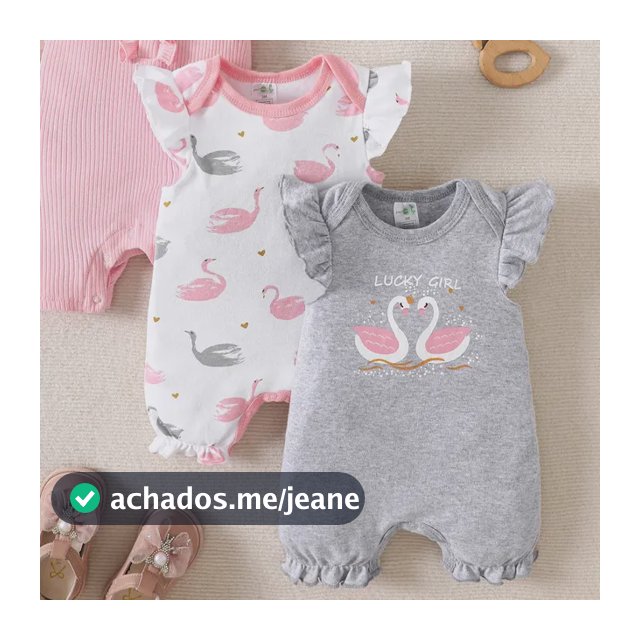 3pcs Cotton Baby Girl Onesies Short-sleeved Jumpsuit Rosa 9m