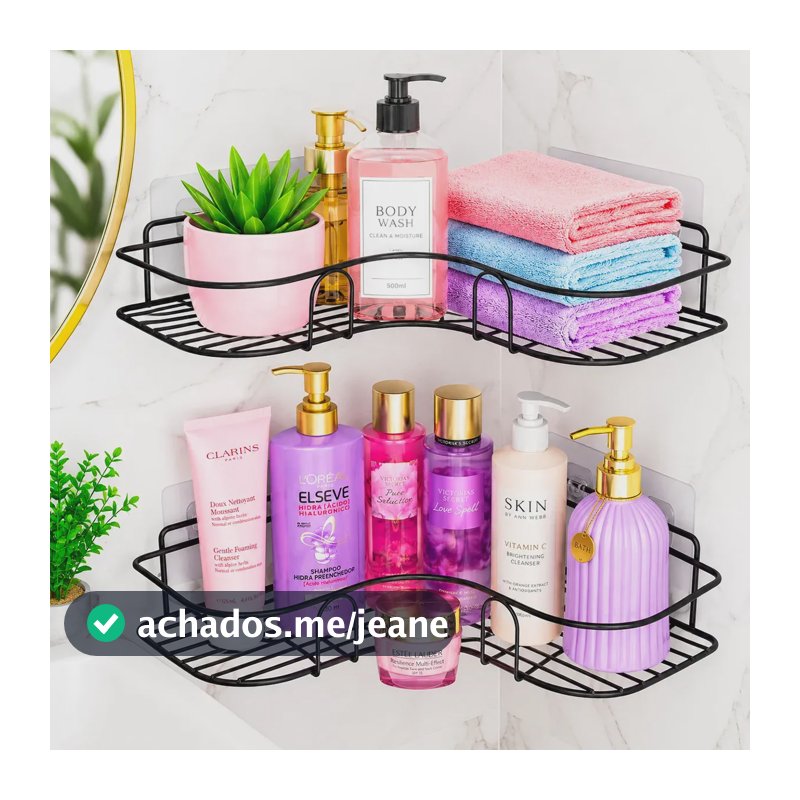 Kit 2 Suporte Porta Shampoo Sabonete Prateleira Banheiro Adesivo Parede Sem Furar Box