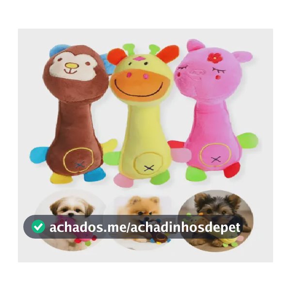 Kit 3 Brinquedos De Pelúcia Pet Com Apito Pra Cachorros Caes