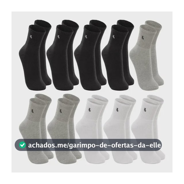 Kit 10 Pares Meia Lupo Original Masculina Cano Médio Algodão