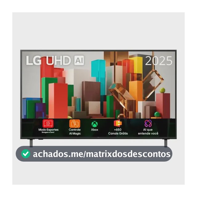Smart TV Profissional 4K 43" LG UHD 43AU801 Processador α7 AI Ger8 Super Upscaling Google Cast Alexa Integrado Controle AI Smart Magic WebOS 25