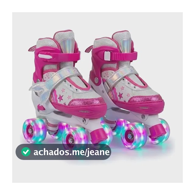 Patins Quad Infantil Ajustável 4 Rodas Com Luz Led