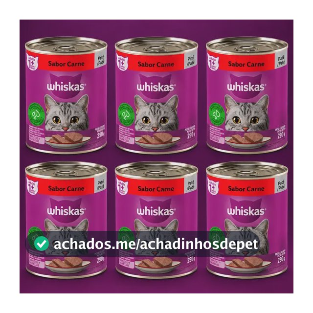 Whiskas Ração Sache Kit 6 Latas Gatos Adulto Patê De Carne