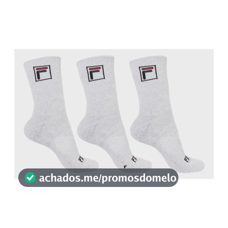 Kit Tripack Meia Fila Cano Alto Fbox Masculina Branca Meias Brancas Logo 39-43