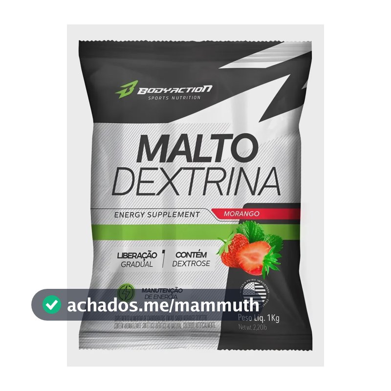 Maltodextrina 1kg Body Action Com Dextrose Sabor Morango Silvestre