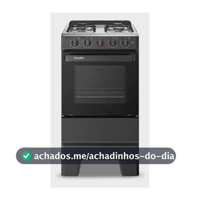 Fogão a Gás Mesa Inox e Forno 50L Limpa Fácil Esmaltec IDEAL POP F4ISP Cor Preto 4 bocas