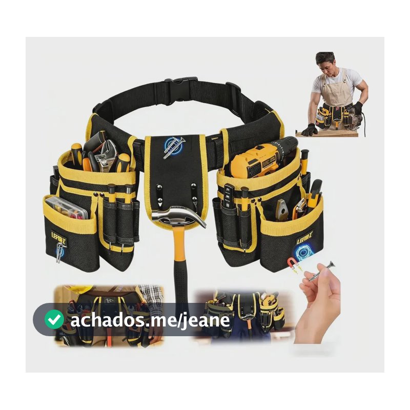 Cinturão Carpinteiro Pedreiro Eletricista Bolsa Multifuncion Amarelo