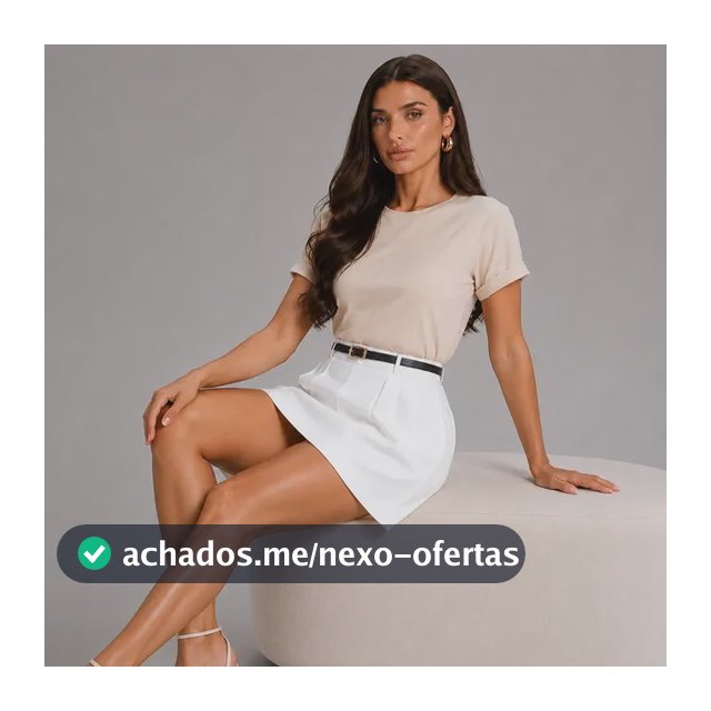 Short Saia Alfaiataria Feminino Cinto Couro Social Bolso Top