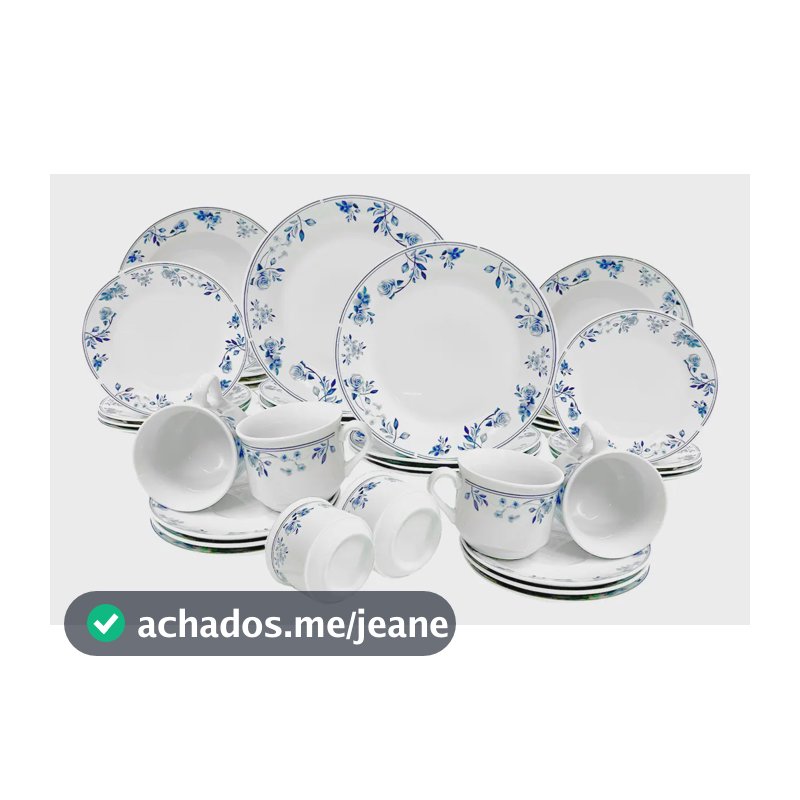 Aparelho De Jantar Mayara Em Porcelana 40 Peças Cor Branco E Azul Hauskraft