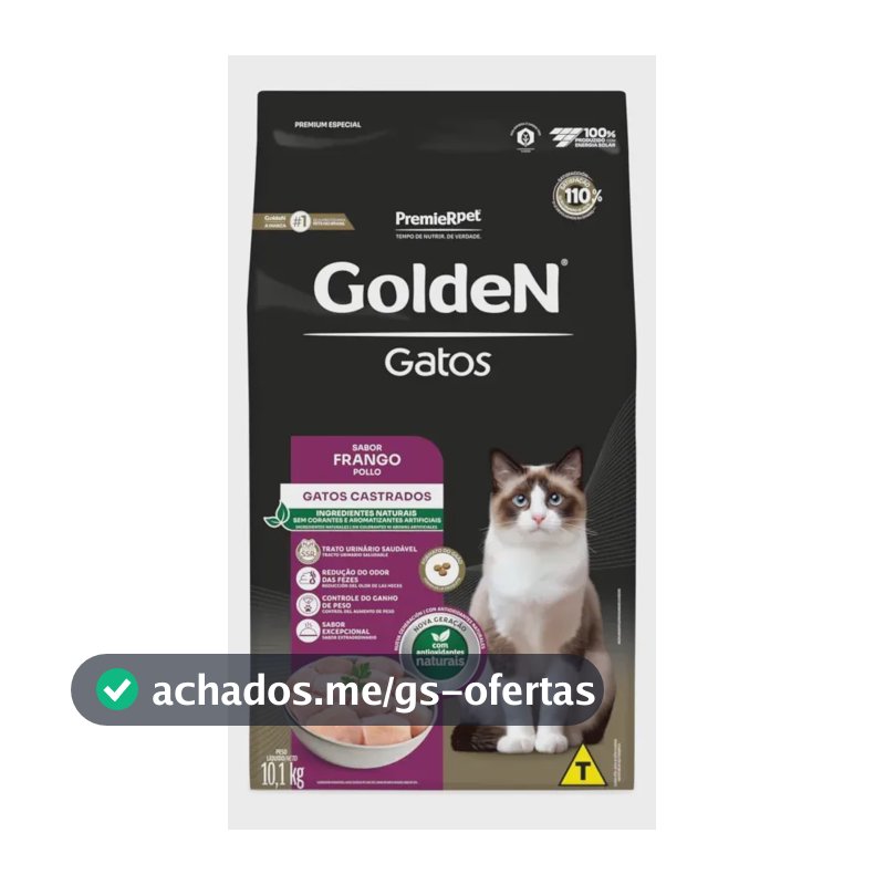 Ração Golden Gato Castrado Adulto Sabor Frango 10,1kg