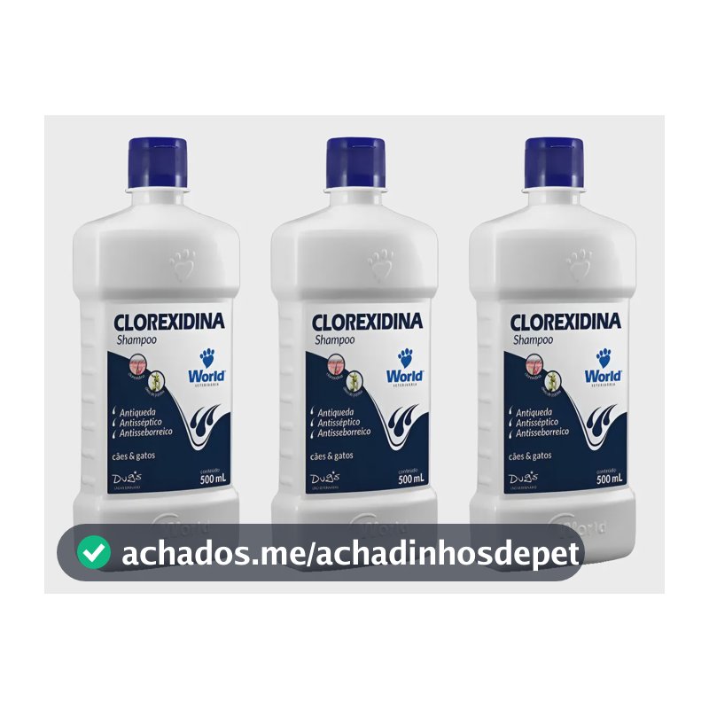 Kit 3 Shampoo Dermatite Clorexidina 500ml World