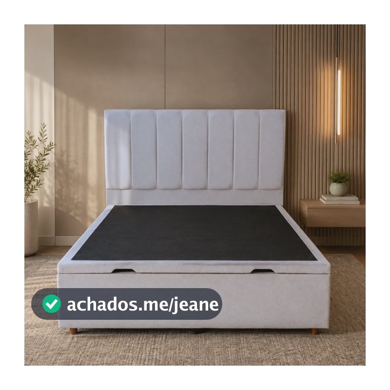 Cama Base Box Baú Casal Sb Estofados Com Cabeceira Em Linho Linho Cinza Claro