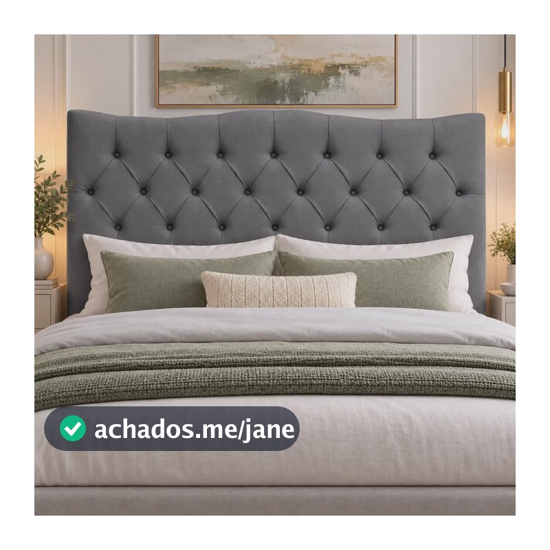 Cabeceira Casal 1,40  Com Fixador Cama Box Estofados Quarto Cinza