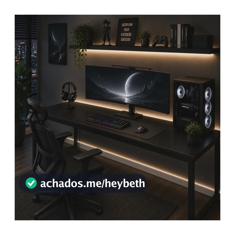 Mesa Gamer 150cm Industrial Estrutura Aço Para Computador Preto