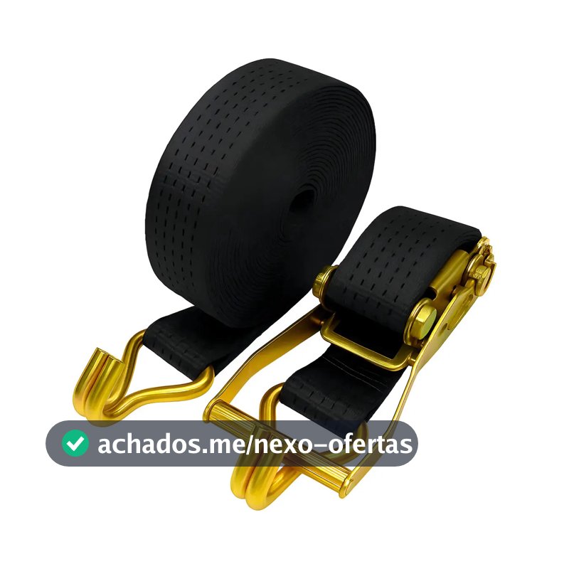 Cinta com Catraca S-FORTE 10m 5t Preto Alta Resistência para Cargas