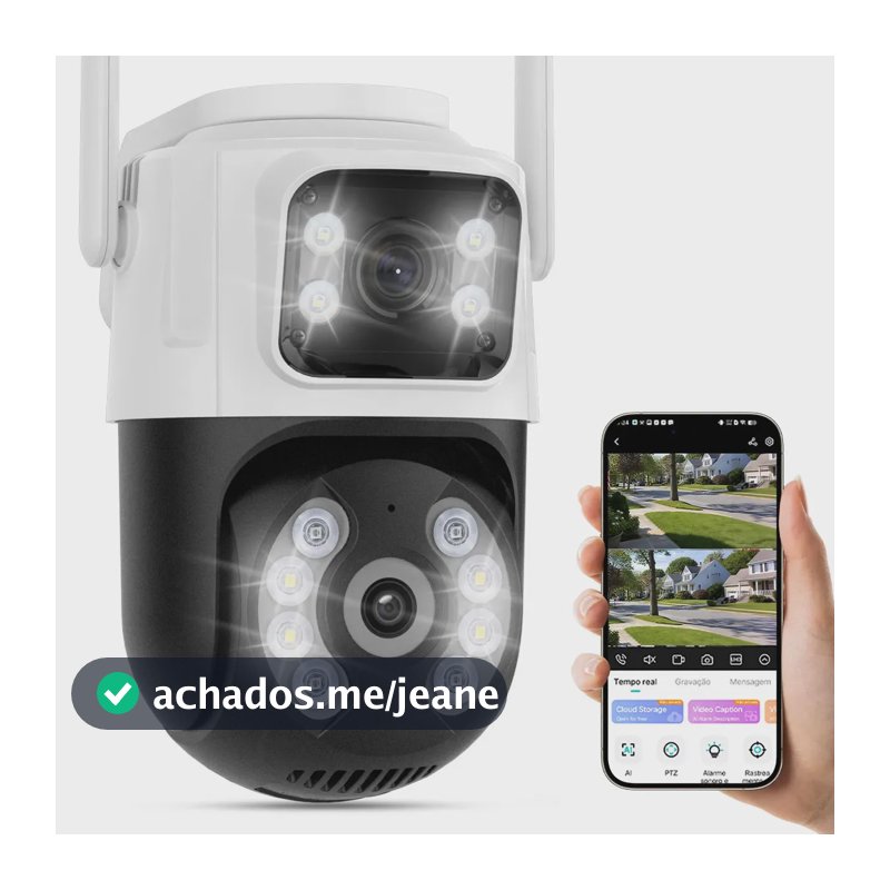 Câmera De Seguranca Externa Ip 2.4G/5GHz Wi-fi 4K Lente Dupla App Icsee, Visão Noturna Colorida, Alarme Sonoro e Luminoso