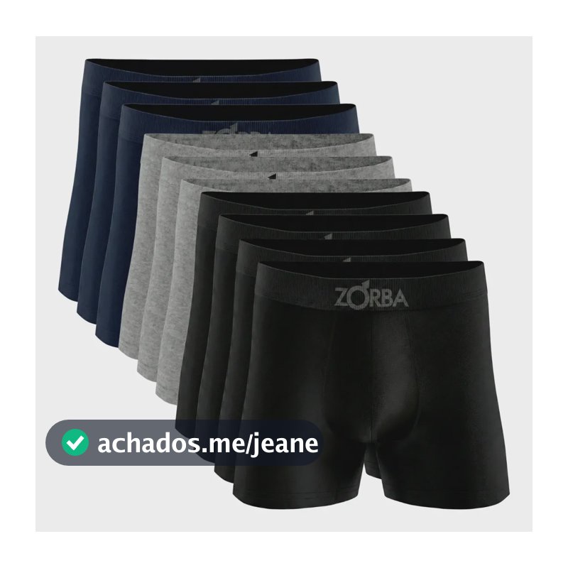 Kit 10 Cuecas Boxer Zorba Algodão Respirável Masculina 3 Marinhos - 3 Mesclas - 4 Pretos Confortável Gg ( 50 - 52 ) Cueca Box Cueca Algodão Cueca Sem Costura