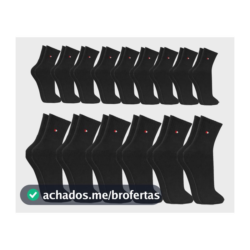Kit 15 Pares Meias Sport Algodão Cano Médio Sandrini Confort Preto 39-43