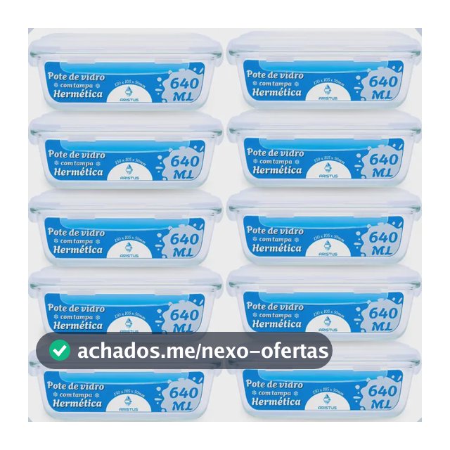 Kit 10 Potes Vidro 640ml Hermético Tampas 4 Travas Cozinha Branco