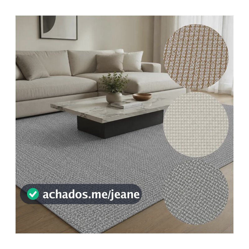 Tapete Sala Quarto Grande 200x150 Algodão Antiderrapante 2 M 1.5 M Cinza