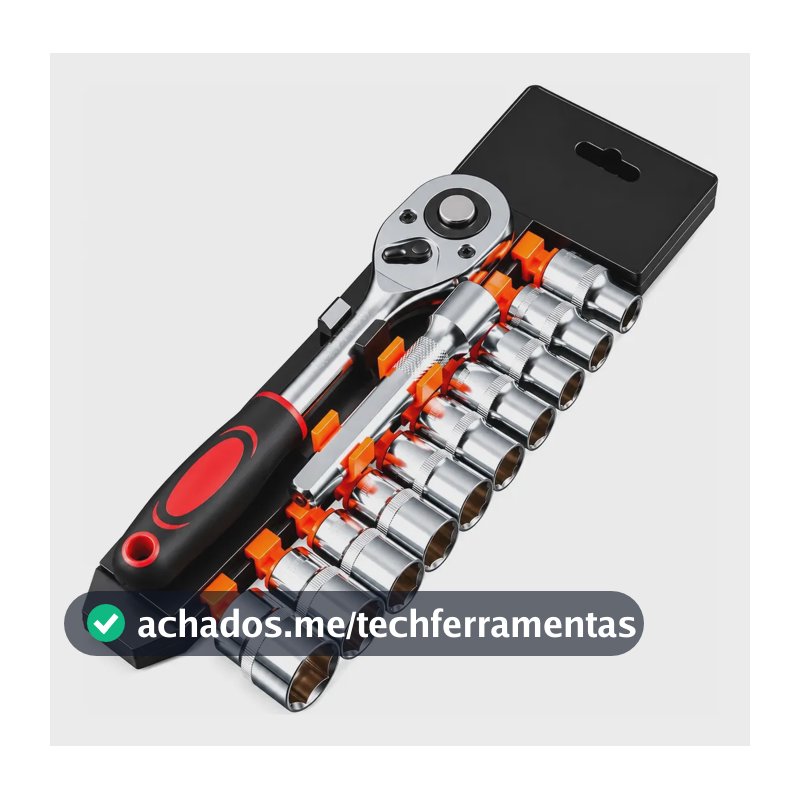 Kit Chave Catraca 1/4 Soquetes Sextavados 12 Peças Prateado