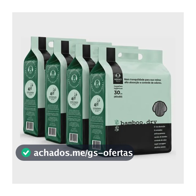 Tapete Higiênico Premium Cachorro 60x60 Bamboo.dry Nekko 4 Pacotes 120 Tapetes