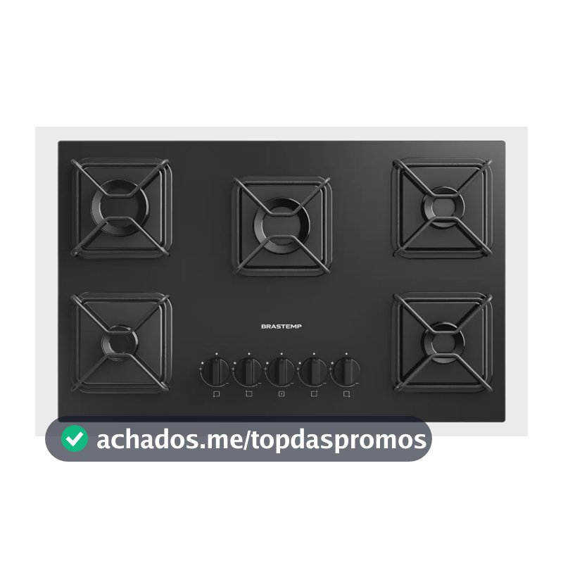 Cooktop 5 Bocas a Gás Brastemp com Grades de Ferro Aramado e Chama Simmer - BDD75BE