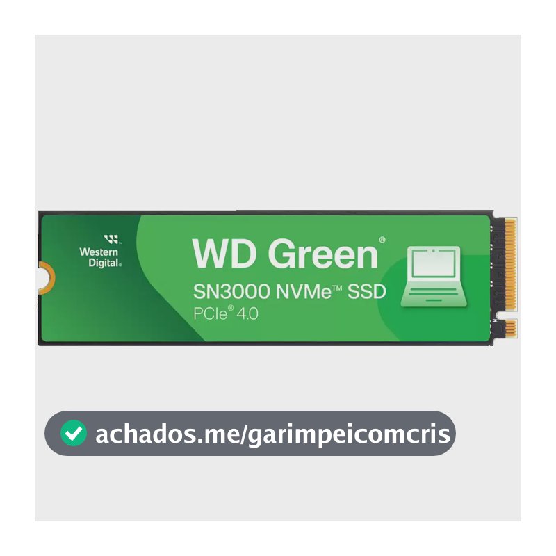 SSD 1TB M.2 NVMe PCIe 4.0 Western Digital Sn3000 Velocidade de Leitura e Gravação 5000/4200 MB/s WDS100T4G0E-00CPS0