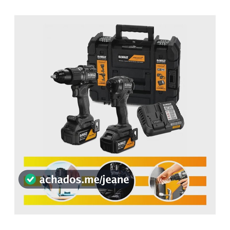 Combo Furadeira Parafusadeira Dck2222mp2t 20v Dewalt Mclaren Preto
