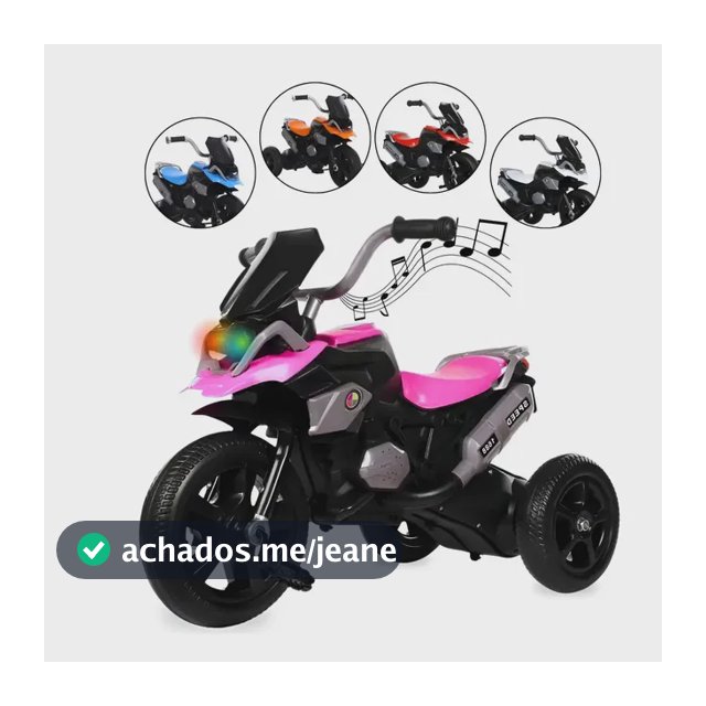 Triciclo Infantil Motoca Moto Com Pedal 3 Rodas Com Som Cor Rosa