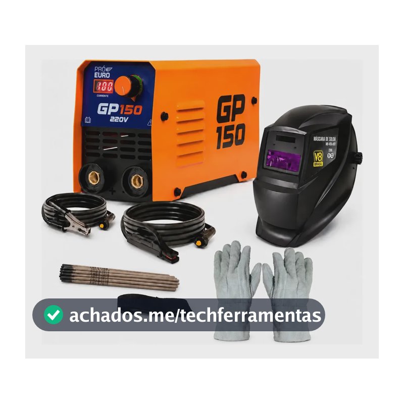 Máquina De Solda Inversora Gp 150 220v Kit Máscara Eletrodo Amarelo 220v