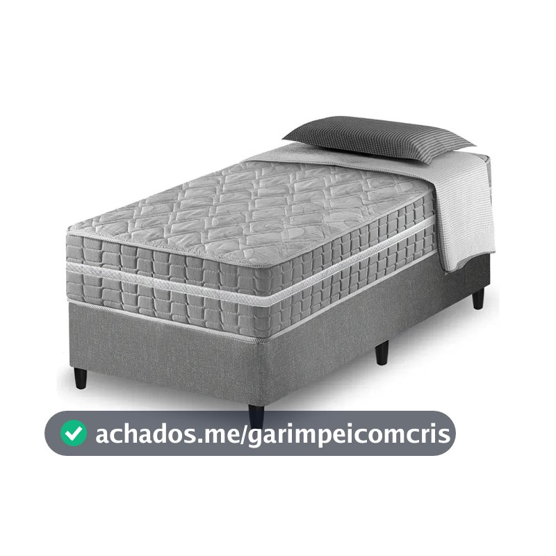 Cama Box Solteiro + Colchão Molas Ensacadas Alabama 88x188x61cm