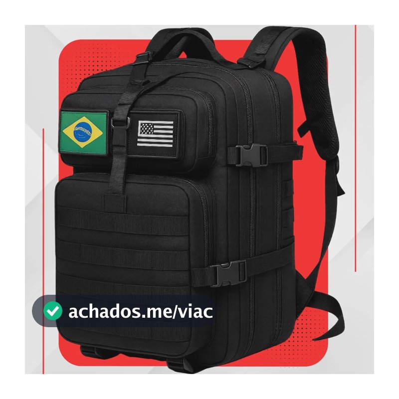 Mochila Tática Impermeável Militar Reforçada Grande 50 Litros Masculina Feminina Anne Preto