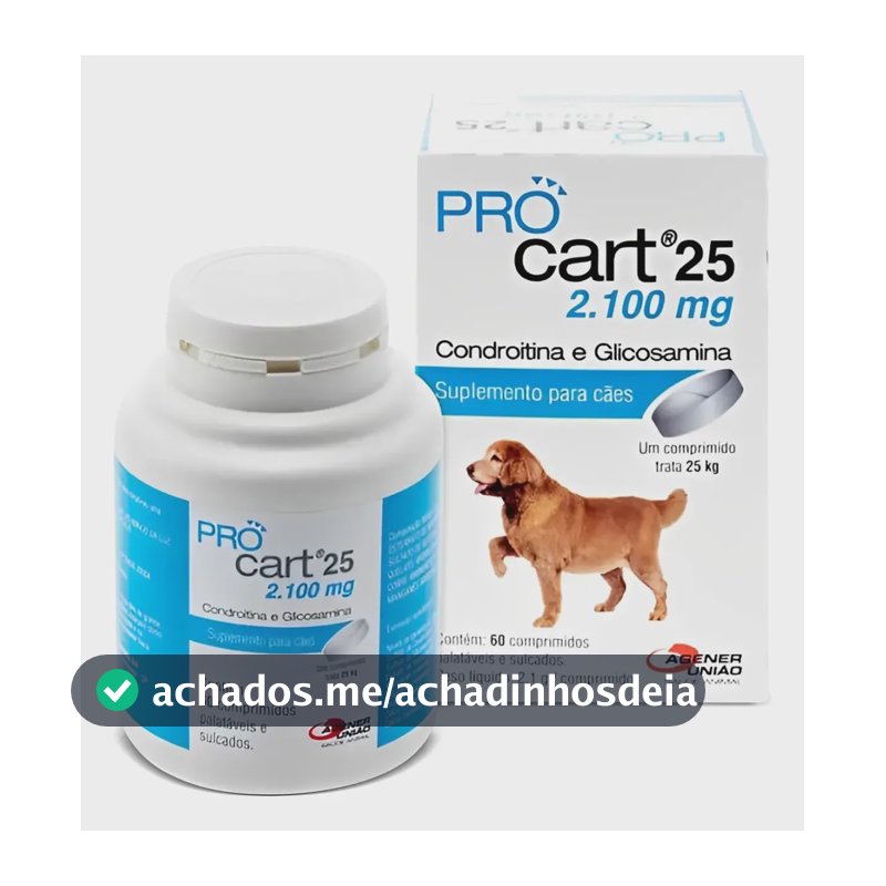 Pro Cart 25 Condroitina E Glicosamina 60 Comp Procart Cães