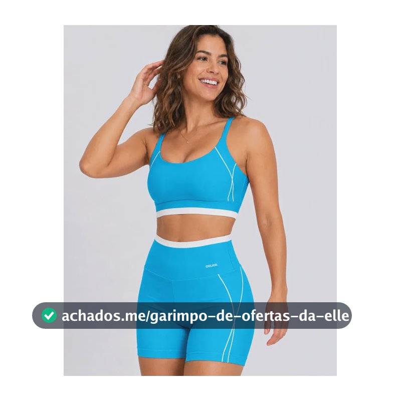Conjunto Feminino Academia Shorts E Top Alcinha Fitness Azul-turquesa Liso M