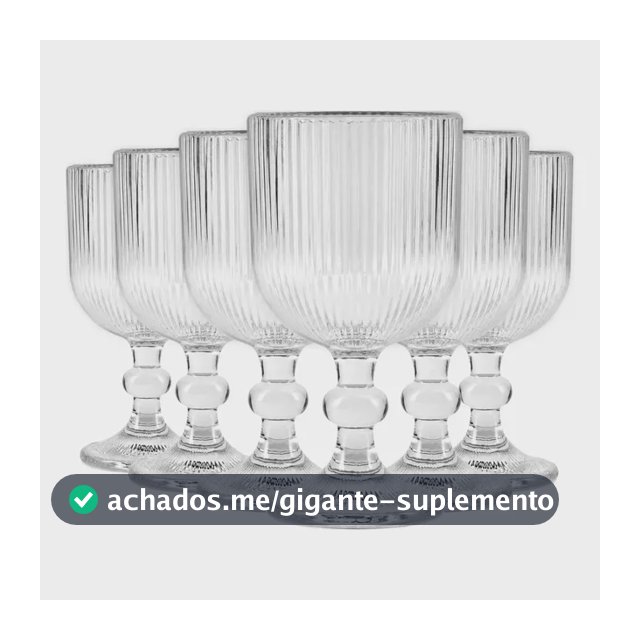 Jogo Com 6 Taças De Vidro 360ml Canelado Drinks Suco Água