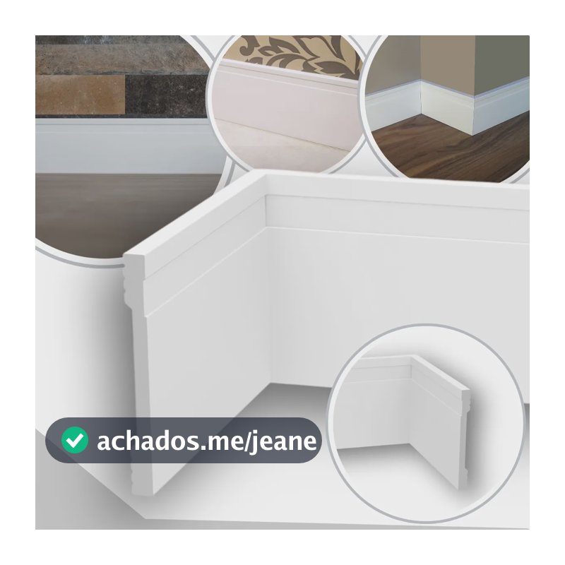 20 Metros Rodapé De Poliestireno 10 Cm Altura Barras Com 2m Branco Frisado