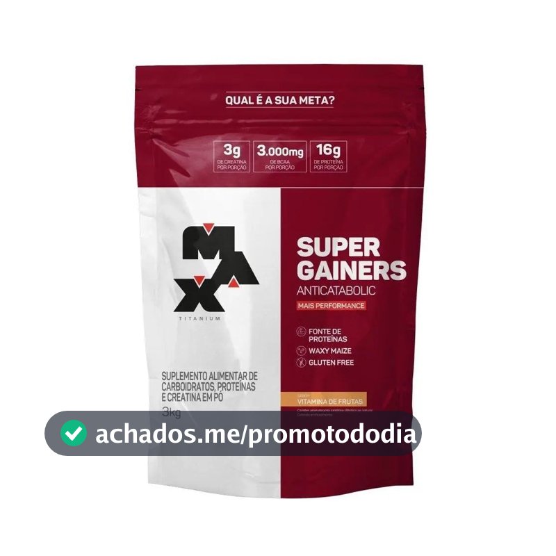 Hipercalórico 3kg Super Gainers Max Titanium Vitamina de Frutas Alto Valor Calórico