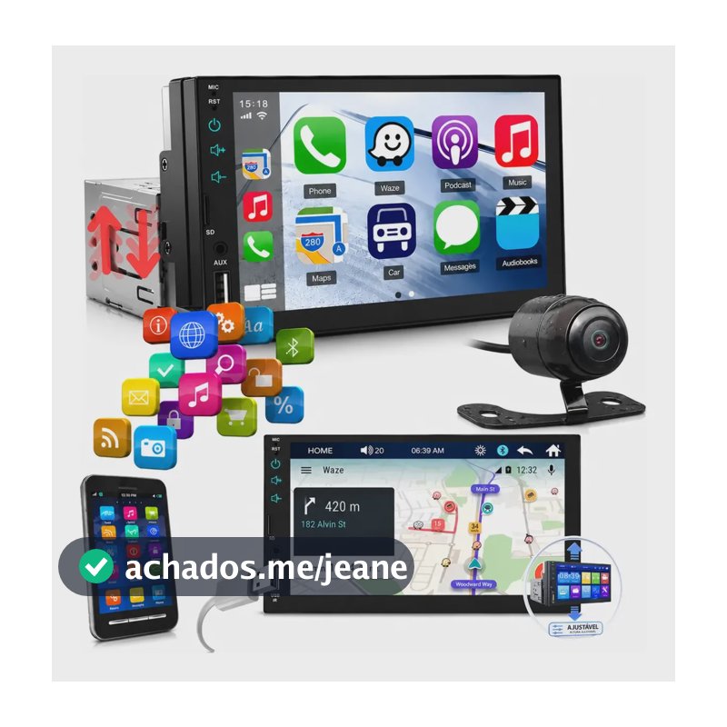 Universal Multimidia Mp5 Player Hd Touch 1 Din 7pol Kit Multimidia 1 Din