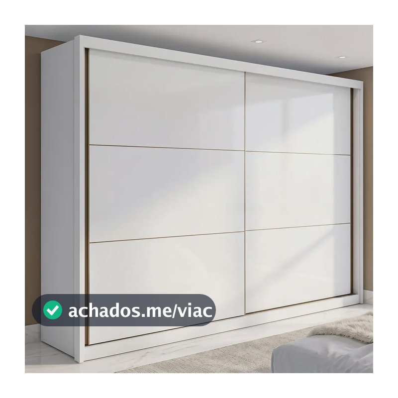 Guarda-roupa Casal MDF 2 Portas Corrediças Branco 6 Gavetas Móveis Lopas