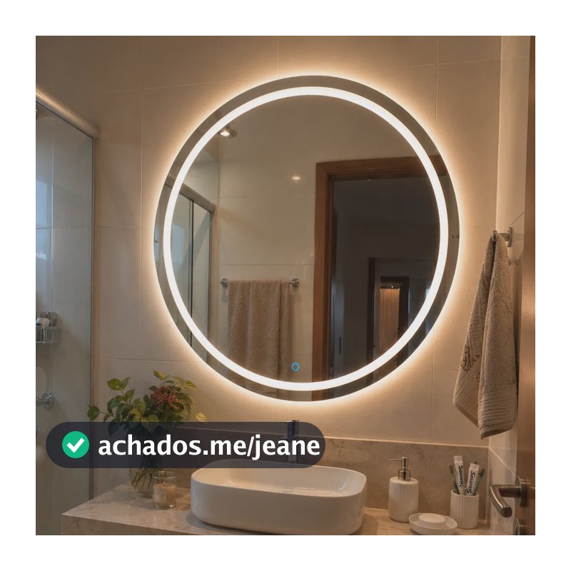 Espelho Grande Touch Led 3 Cores Jateado Fino 50 Cm Banheiro