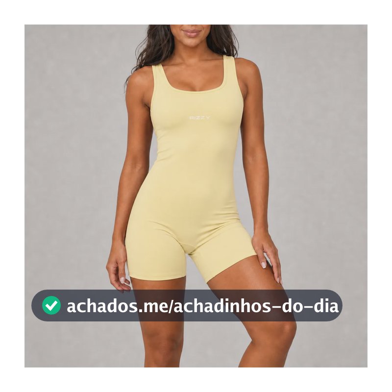 Macaquinho Fitness Feminino Classic Rizzy Amarelo Manteiga G