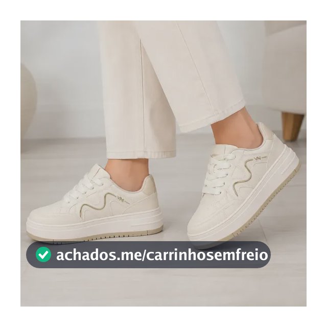 Tenis Via Marte  Feminino Branco Casual Moderno Confortavel Marfim/dourado 36 Br