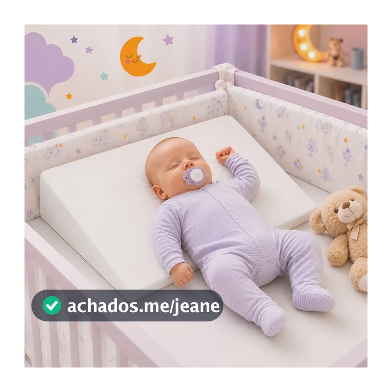 Travesseiro Tamanho G Anti Refluxo Bebê Rampa Inclina Berço Branco